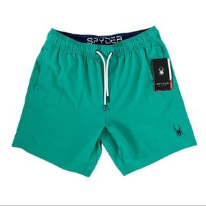 Spyder NWT Swimming Trunks Board shorts Teal Spellout Teal Mens Sz Medium